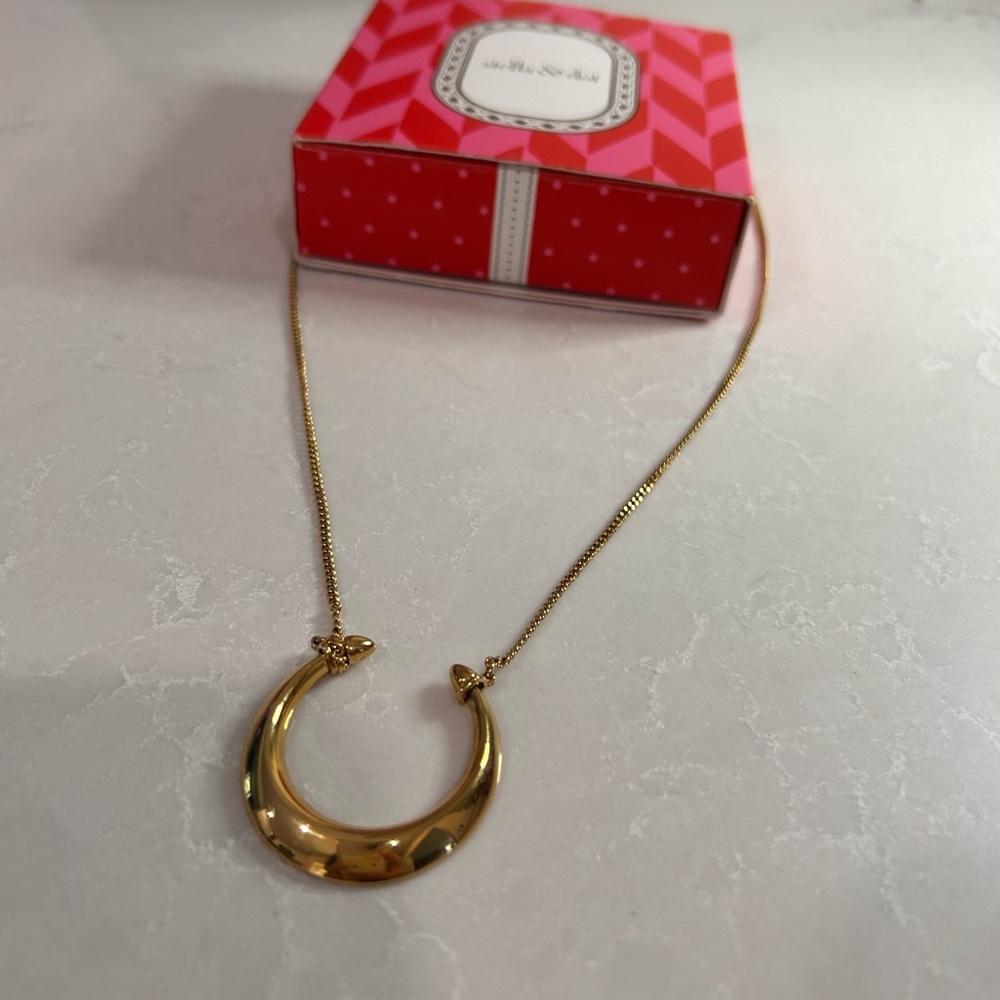 Stella & Dot Double Horn Gold Pendant Necklace